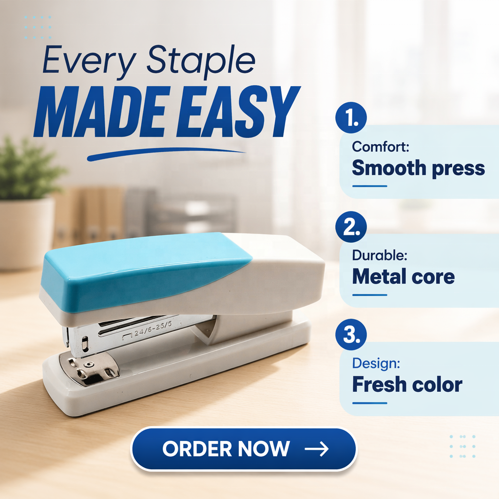 Desktop Exercise Book Stapler Set Multifunctional Manual Book Stapler Machine with Staples & Staple Remover for School Office